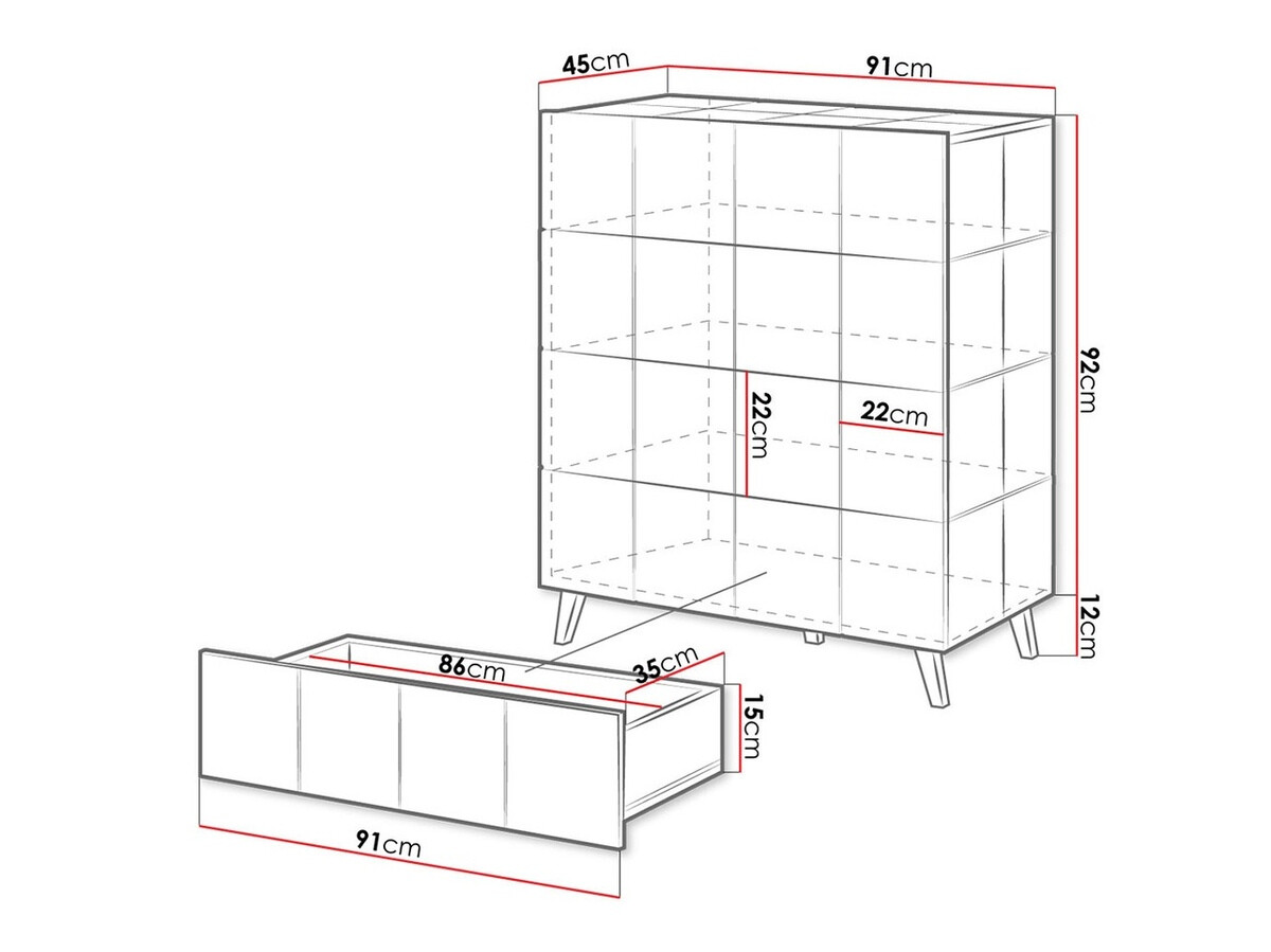 Komoda Charlotte 133 (Sjajno crna)