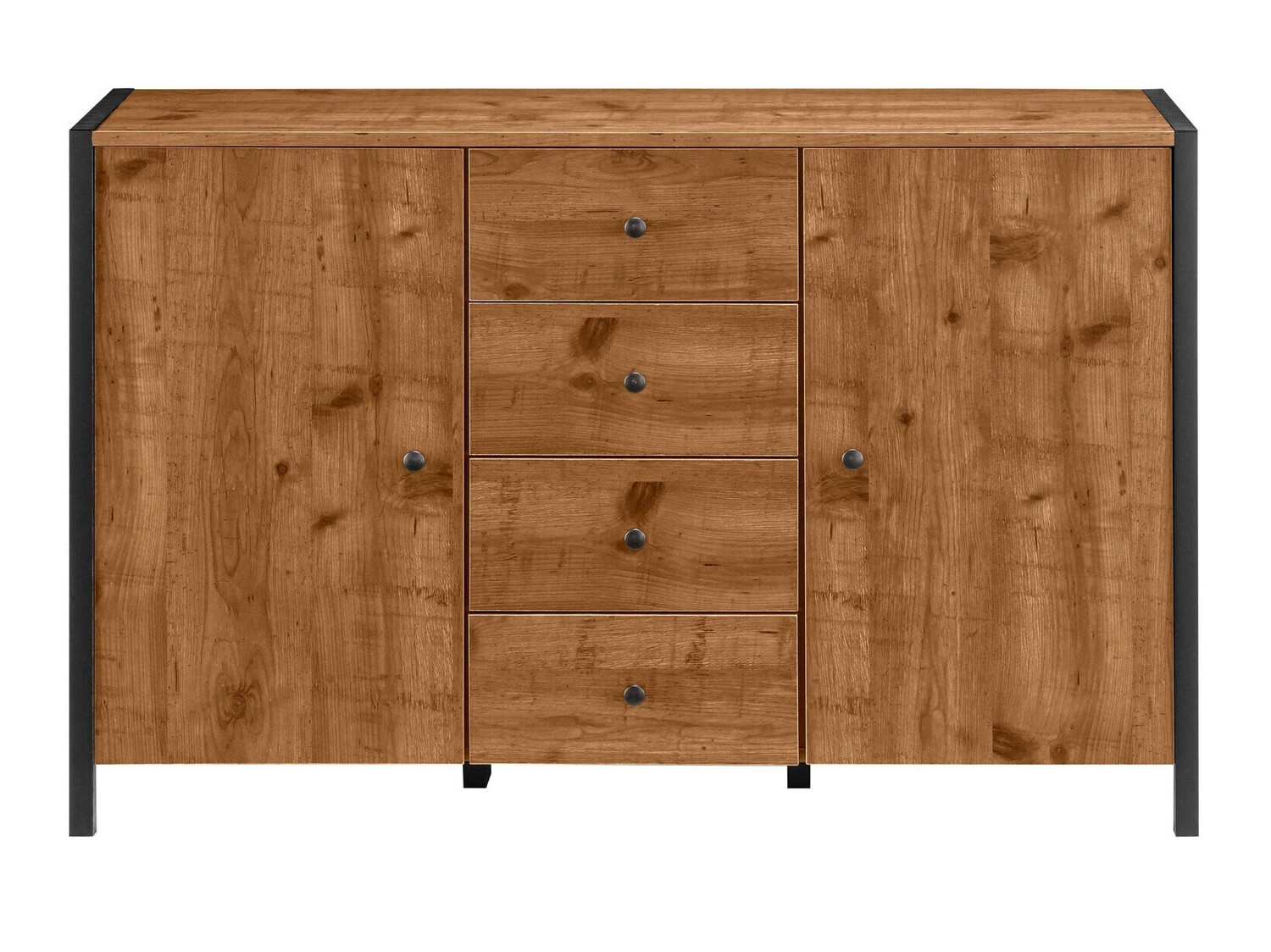 Komoda Larnovo 103 (Tamni hrast + Crna)