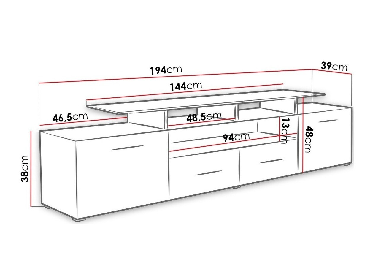 TV stol Charlotte 117 (Bijela + Sjajno bijela)