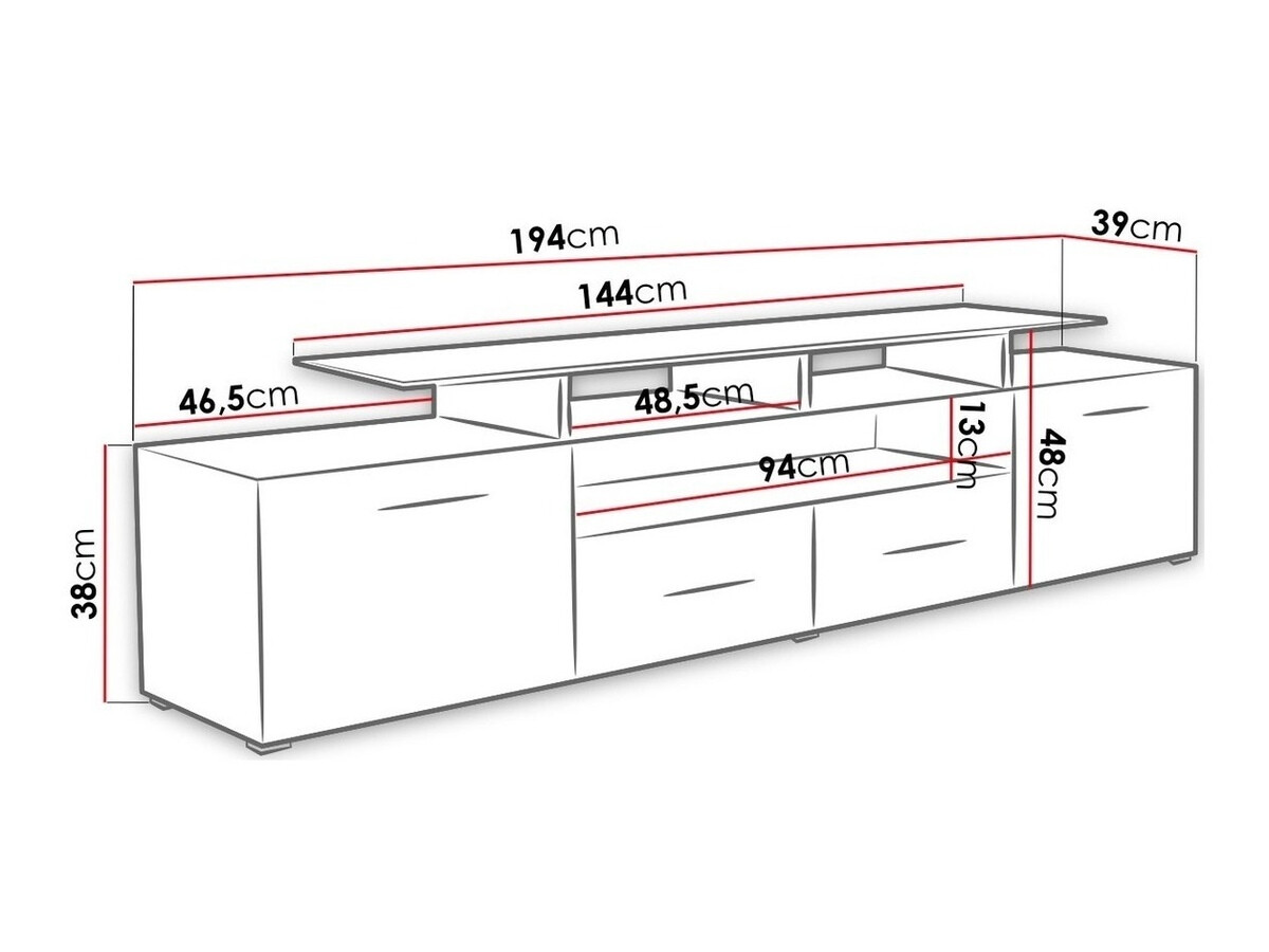 TV stol Charlotte 117 (Bijela + Sjajno bijela)