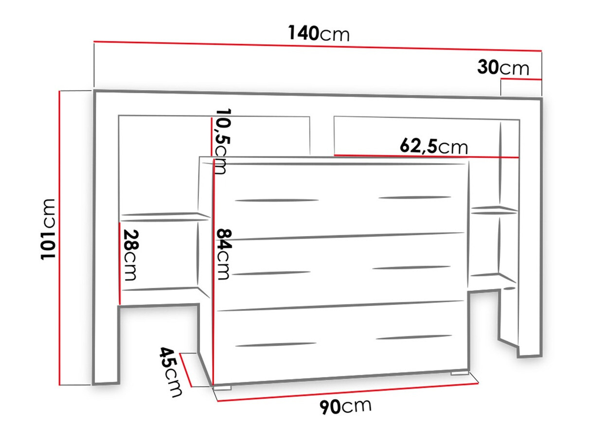 Komoda Aestas I (Bijela + Sjajno crna)