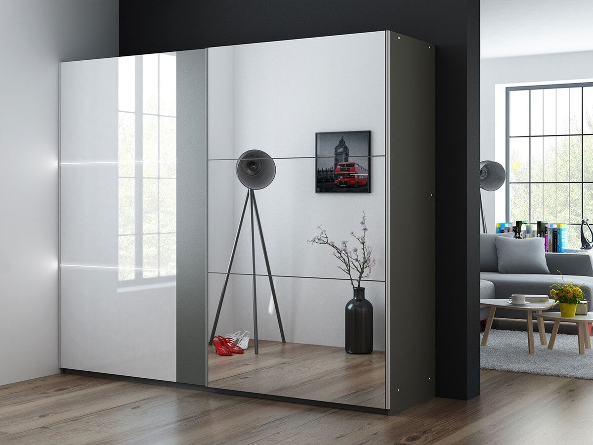 Ormar Honolulu 122 (Grafit + Sjajno bijela)