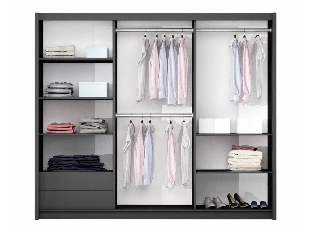 Ormar Honolulu 122 (Grafit + Sjajno bijela)