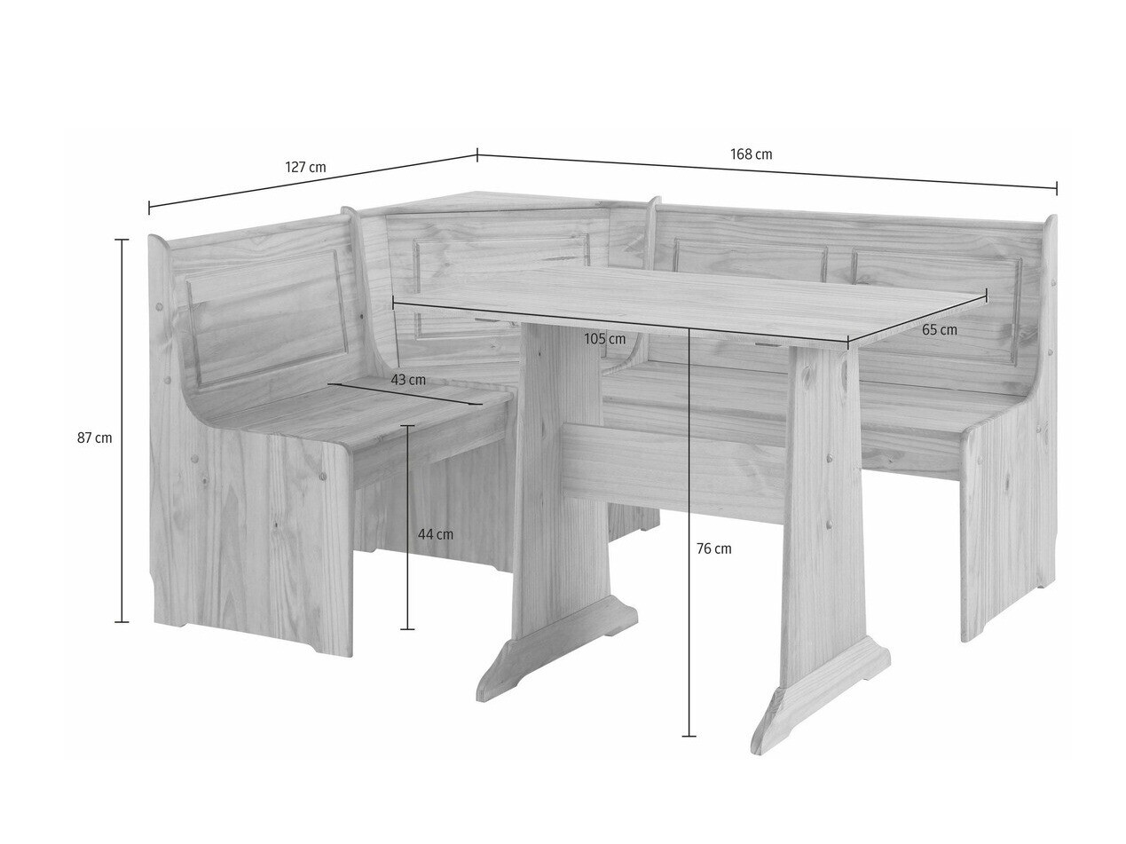 Kutni blagovaonski set Denton 204 (Bijela + Bor)