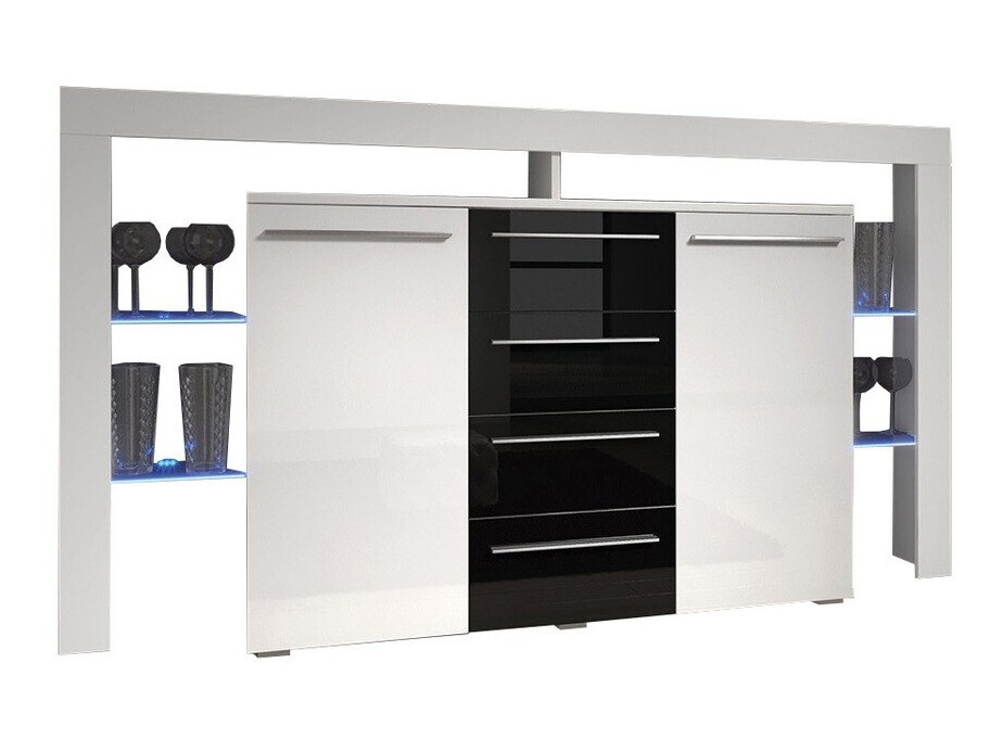 Komoda Aestas (Bijela + Sjajno crna)