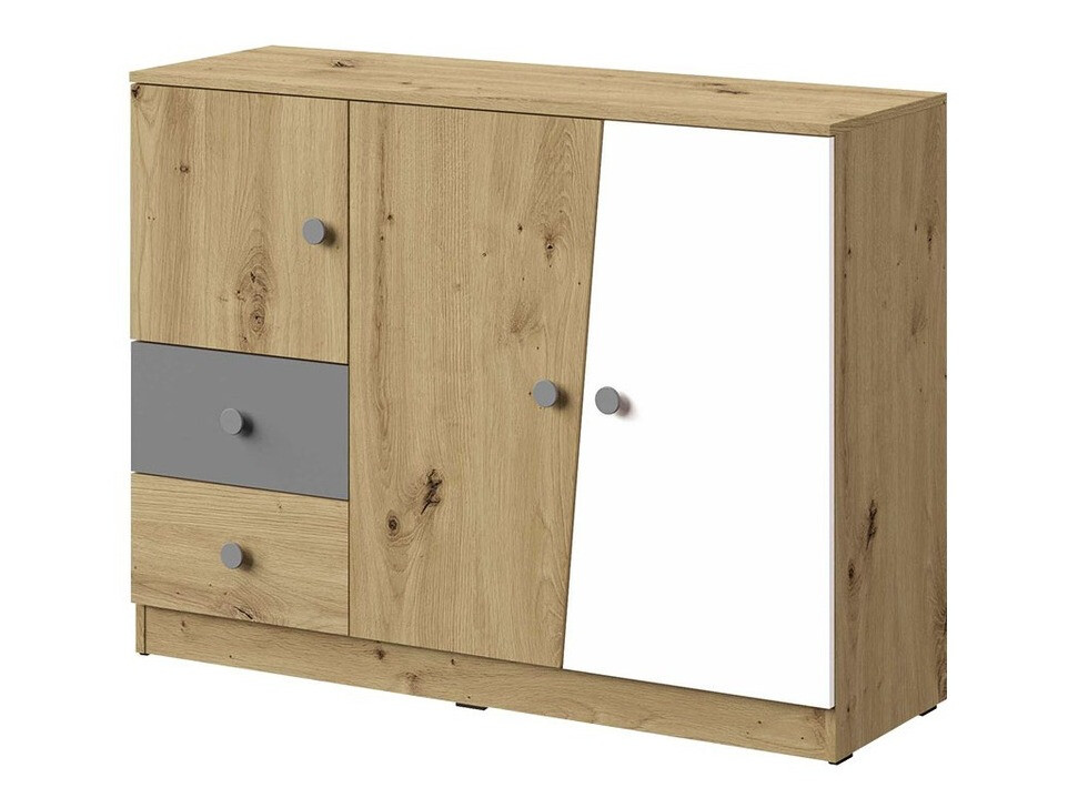 Komoda Almira 106 (Artisan hrast + Bijela + Siva)