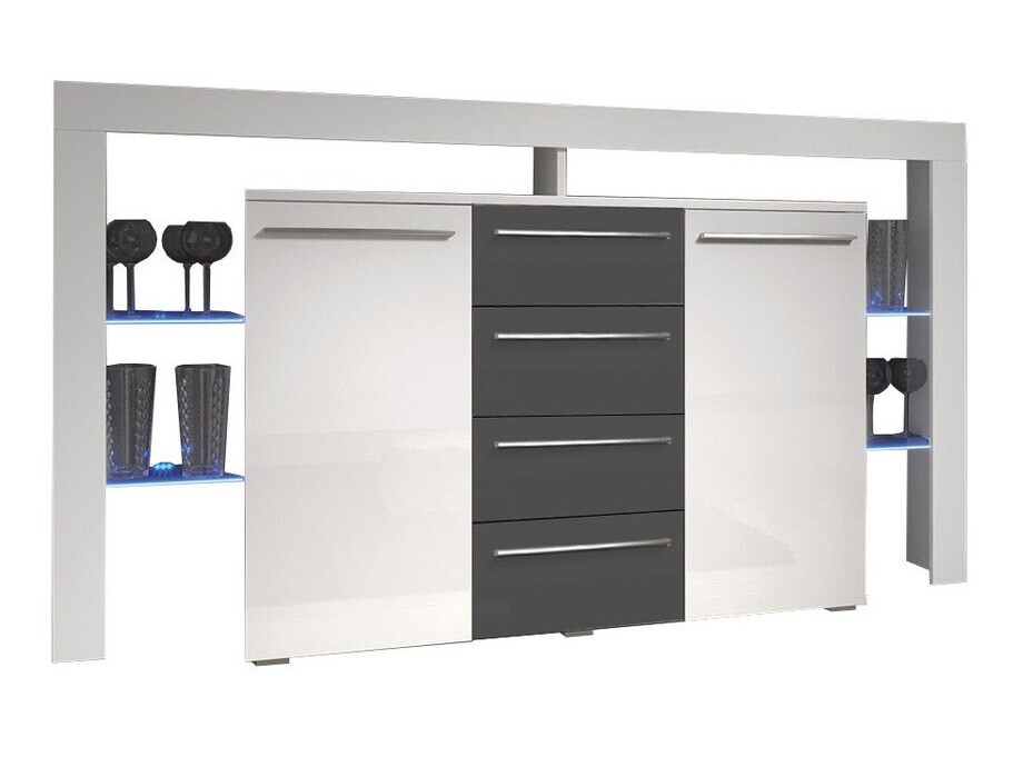 Komoda Nashville 106 (Bijela + Sjajno sivo)