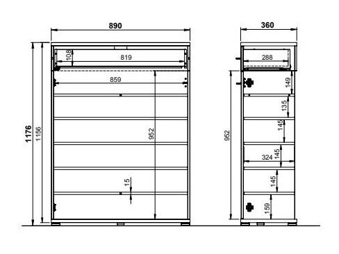 Komoda Nuveno 100 (Bijela + Navarra hrast)