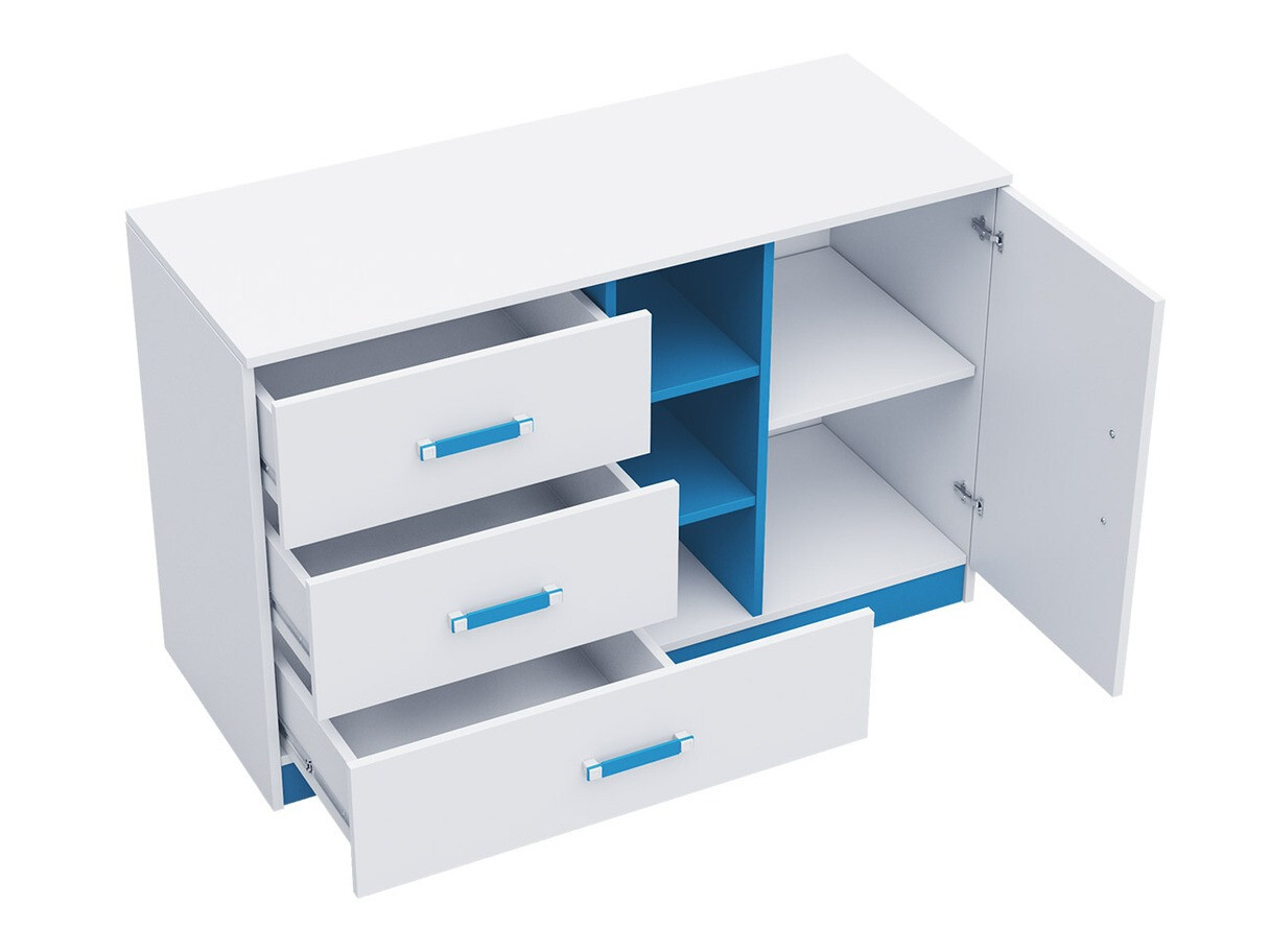 Komoda Sorviru 101 (Bijela + Tirkizna)