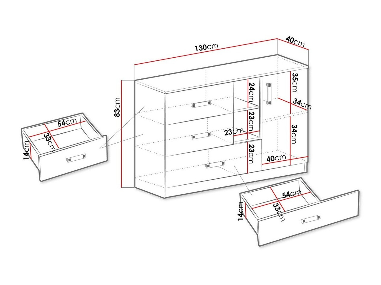 Komoda Sorviru 101 (Bijela + Tirkizna)