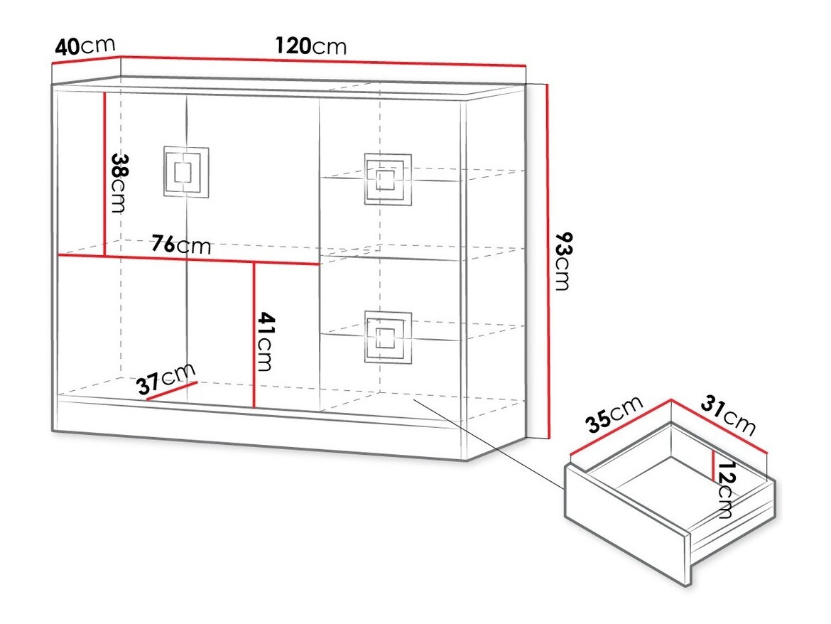 Komoda Tolfere 100 (Svijetli hrast + Bijela)