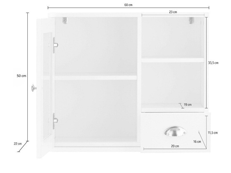 Kupaonski ormarić s ogledalom Elmvene 100 (Siva)