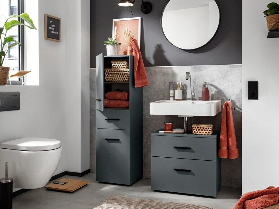 Samostojeći kupaonski ormarić za umivaonik Larlori 101 (Antracit)