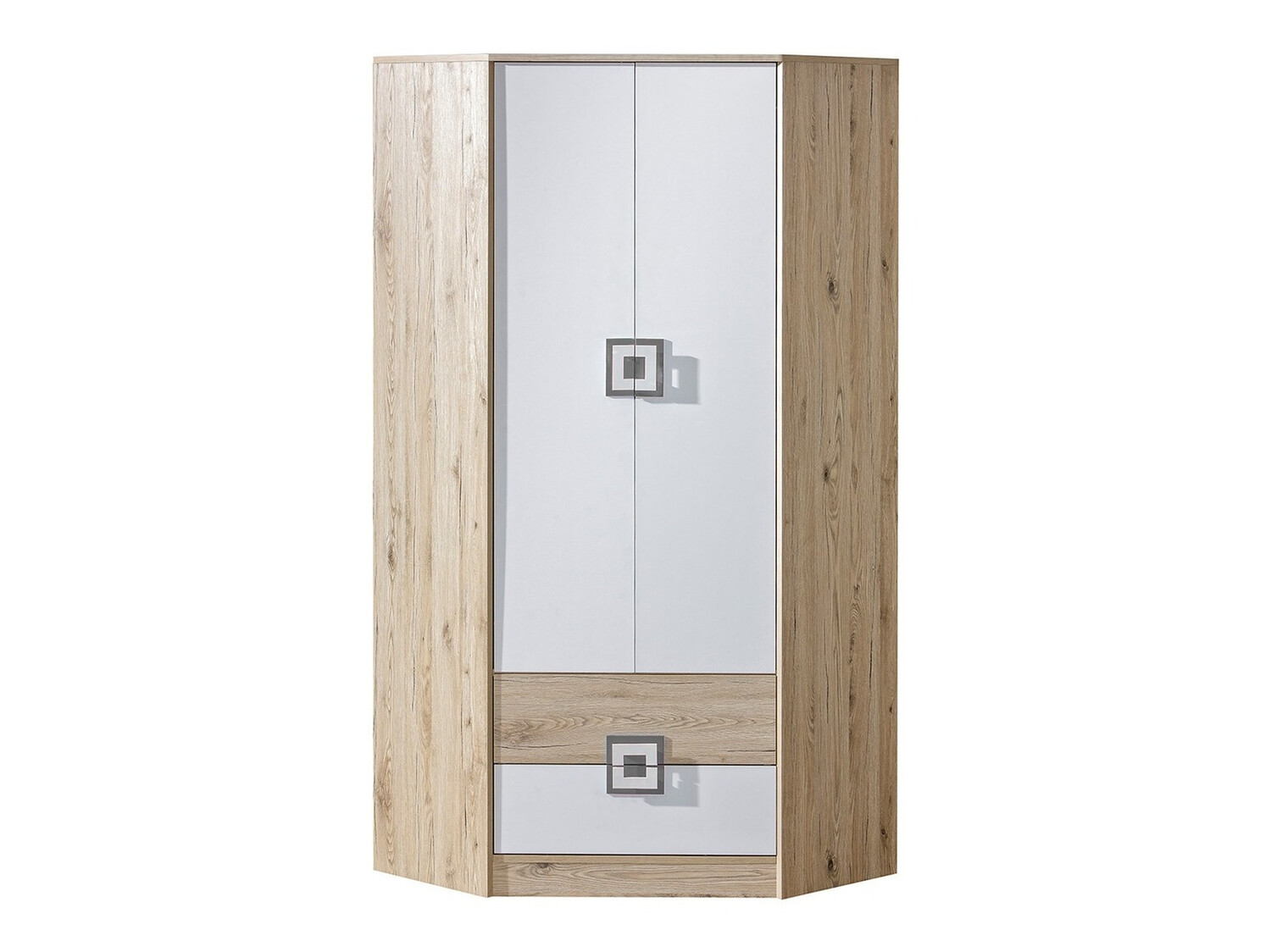 Kutni ormar Balvire 103 (Svijetli hrast + Bijela + Siva)