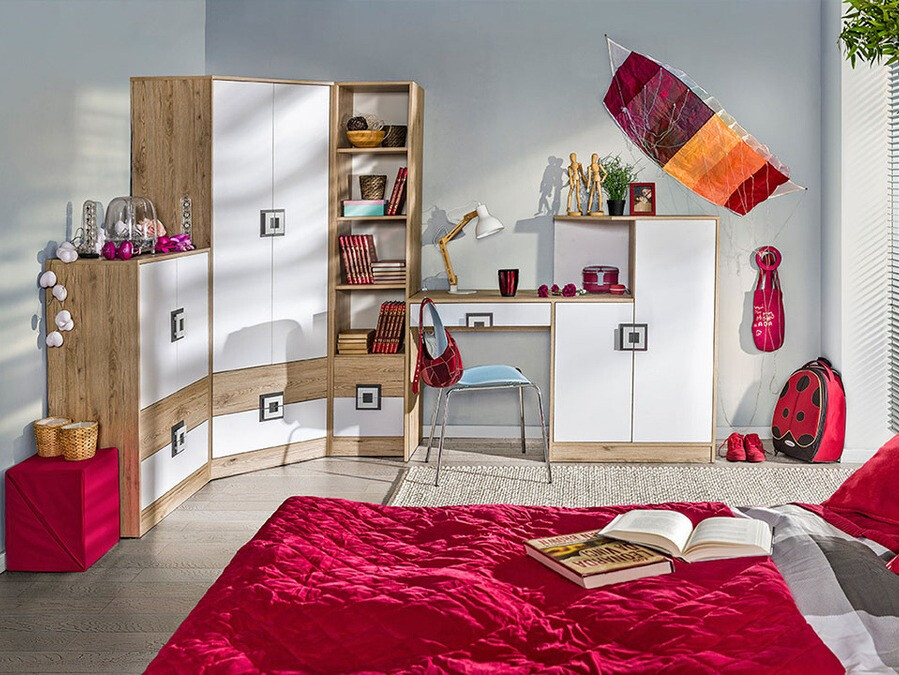 Komoda Balvire 109 (Lagani hrast + Bijela + Siva)