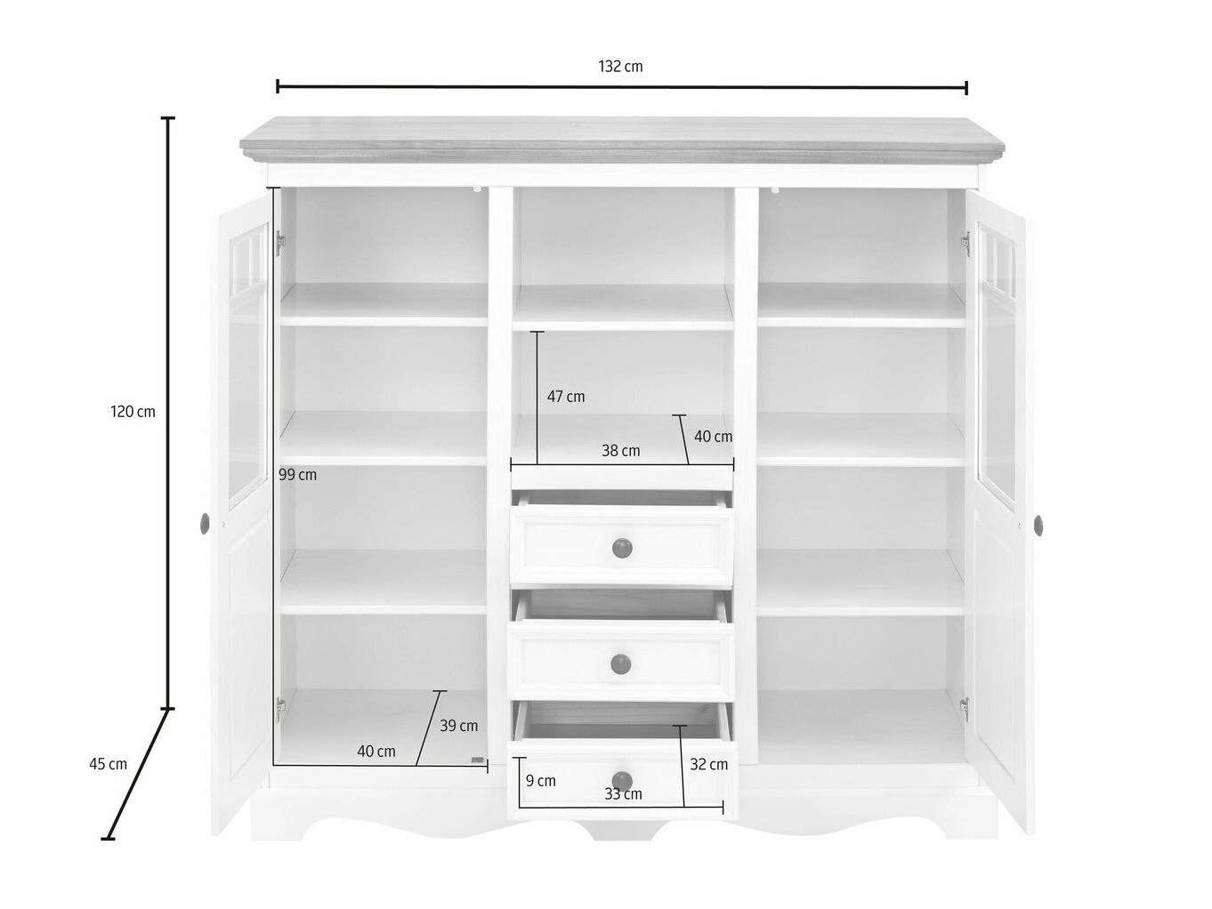 Komoda Fentivo 108 (Bijela + Hrast u boji meda)