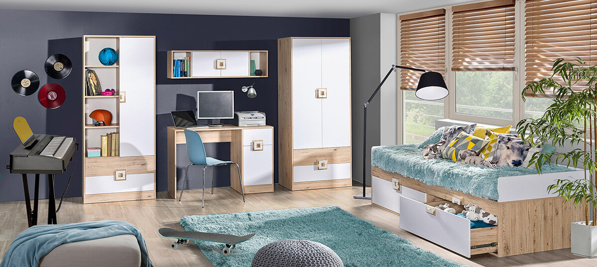 Zidna polica Balvire 112 (Svijetli hrast + Bijela)