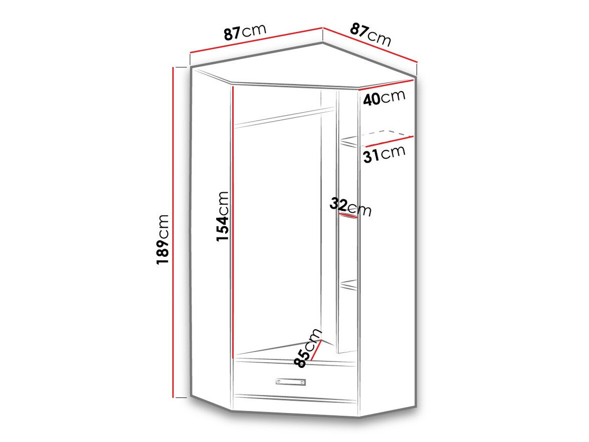 Kutni ormar Lorlare 112 (Bijela + Tirkizna)