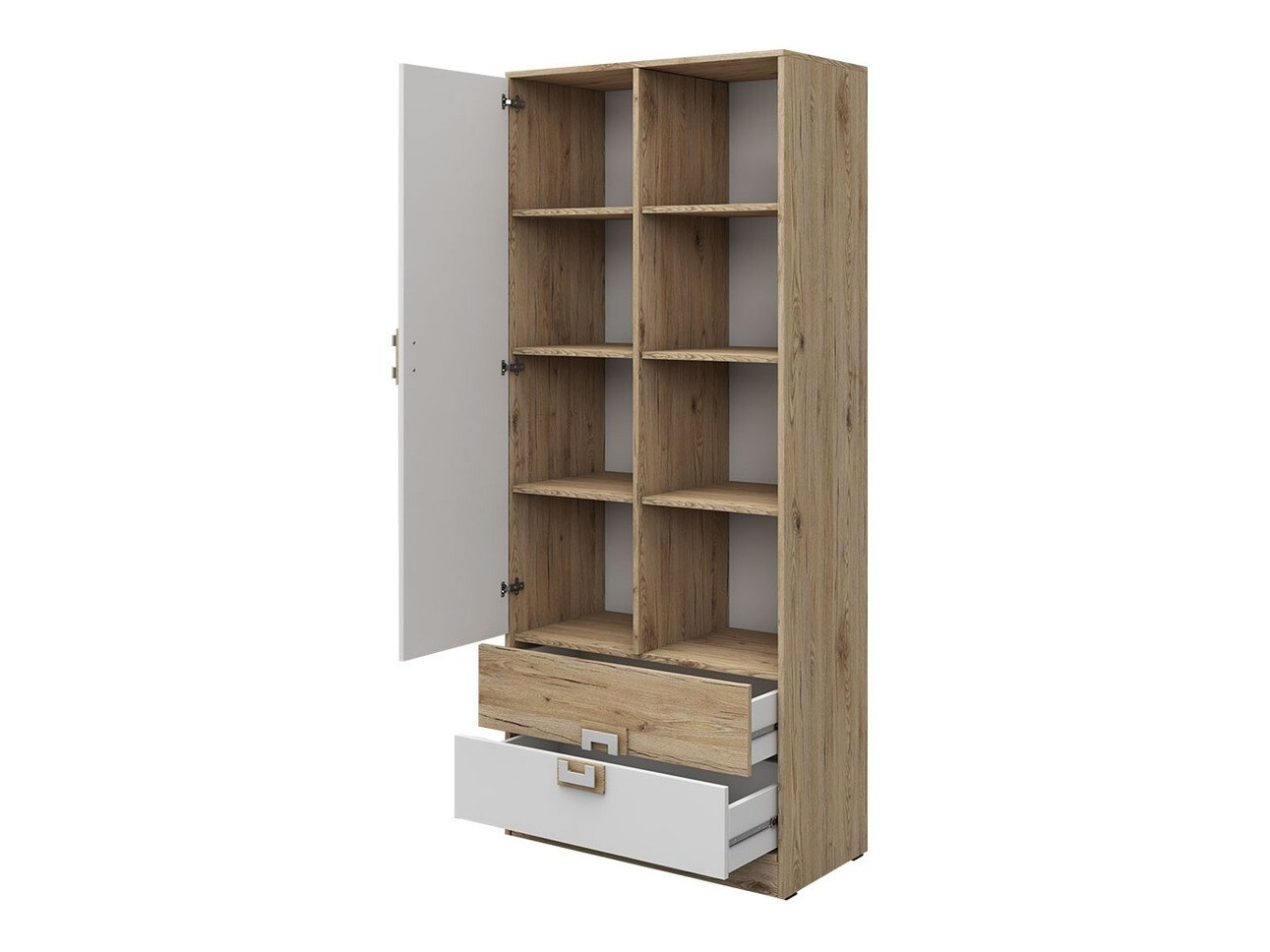 Set za dječju sobu Balvire 116 (Svijetli hrast + Bijela + Tirkizna)