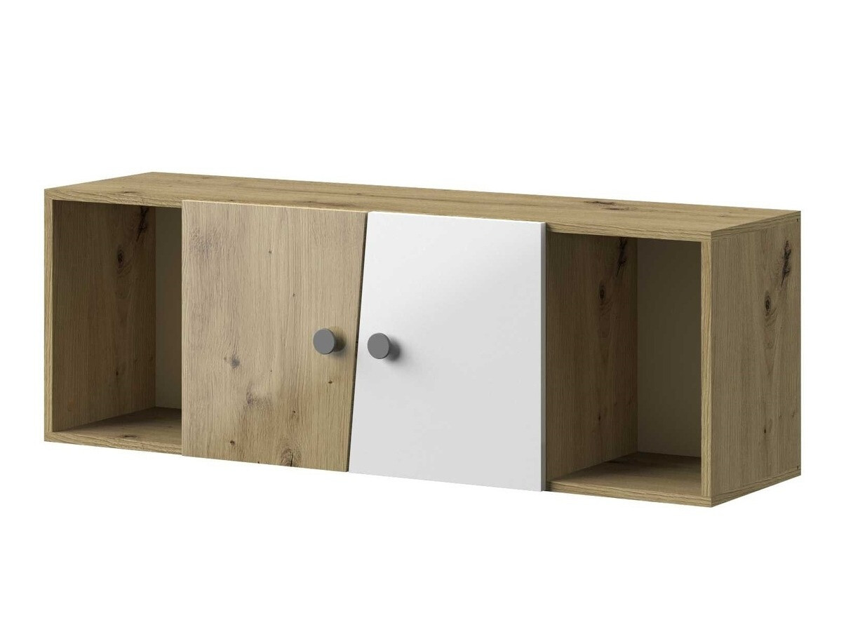 Zidni ormarić Mirelbu 111 (Hrast Artisan + Sjajno bijela + Siva)