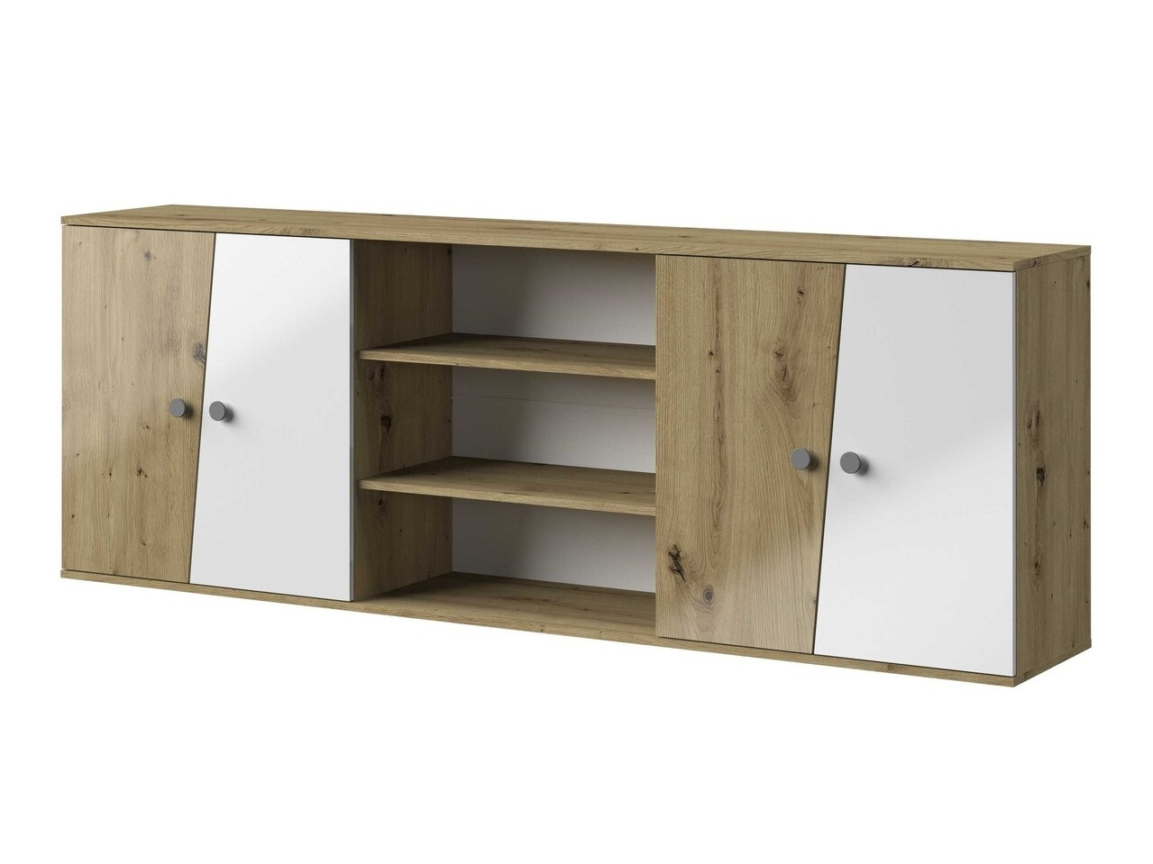 Zidni ormarić Mirelbu 115 (Artisan hrast + Sjajno bijela + Siva)