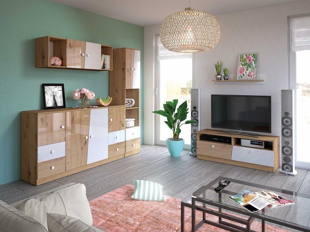 TV stol Mirelbu 107 (Artisan hrast + Bijela + Crna)