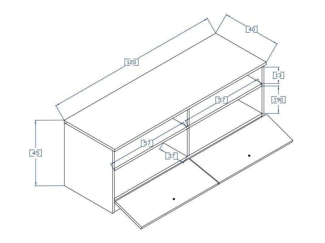 TV stol Mirelbu 107 (Artisan hrast + Bijela + Crna)