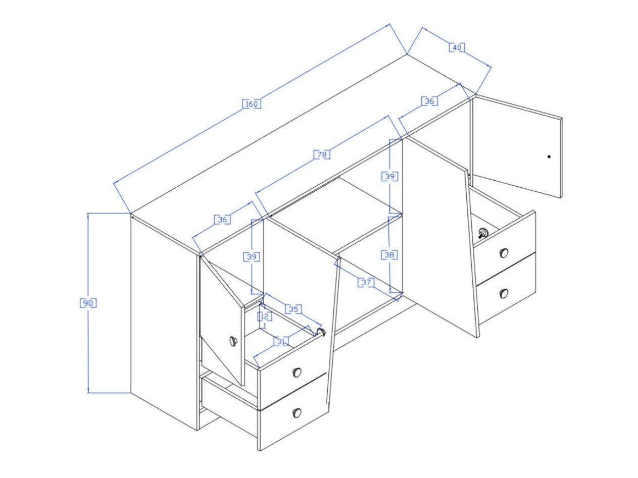 Komoda Mirelbu 105 (Hrast Artisan + Sjajno bijela)
