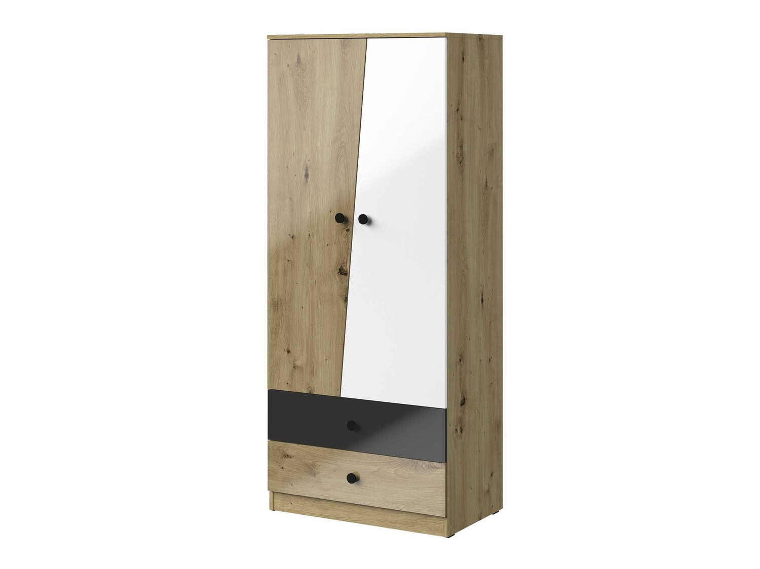 Ormar Mirelbu 100 (Artisan hrast + Sjajno bijela + Sjajno crna)