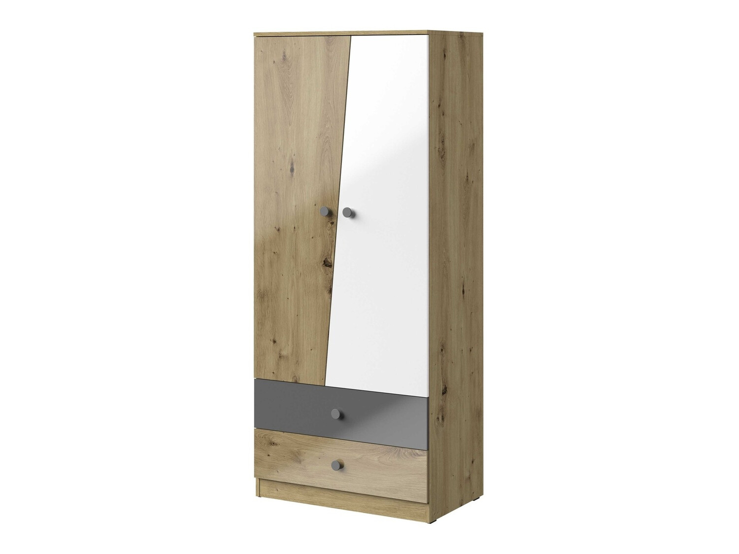 Ormar Mirelbu 100 (Hrast Artisan + Sjajno bijela + Sjajno sivo)