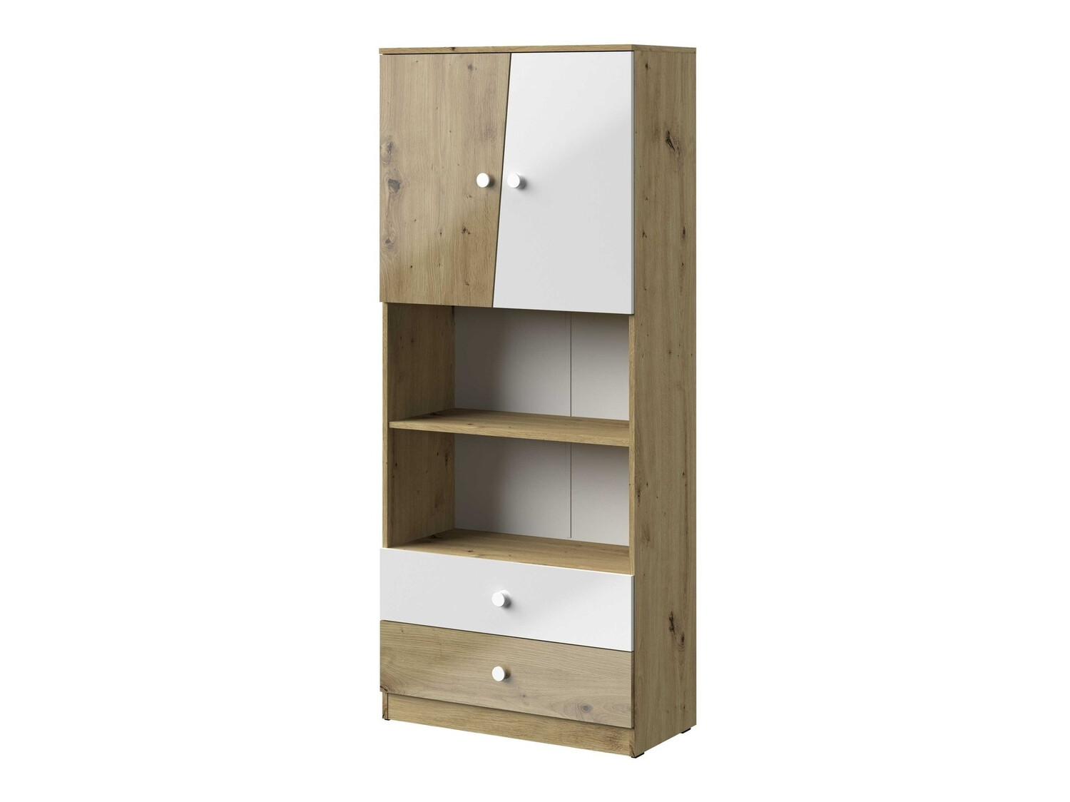 Polica Mirelbu 103 (Artisan hrast + Sjajno bijela)