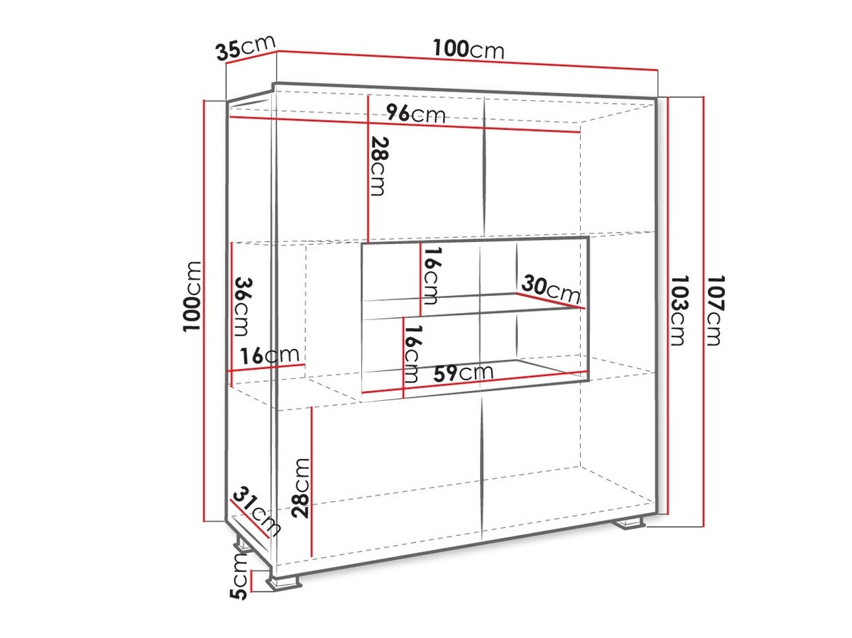 Ormarić Tivdalu 100 (Bijela + Sjajno bijela)