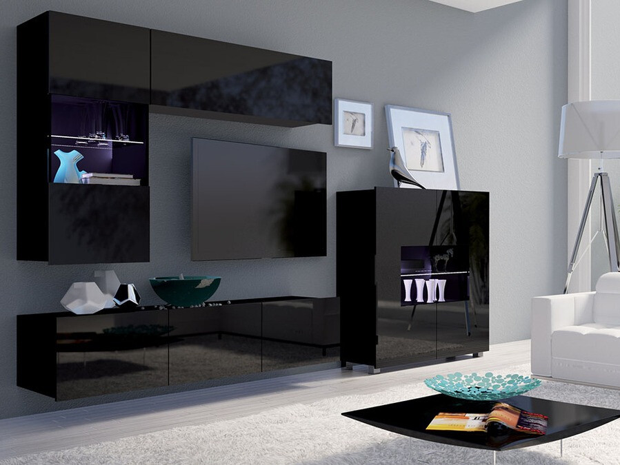 Ormarić Tivdalu 100 (Crna + Sjajno crna)