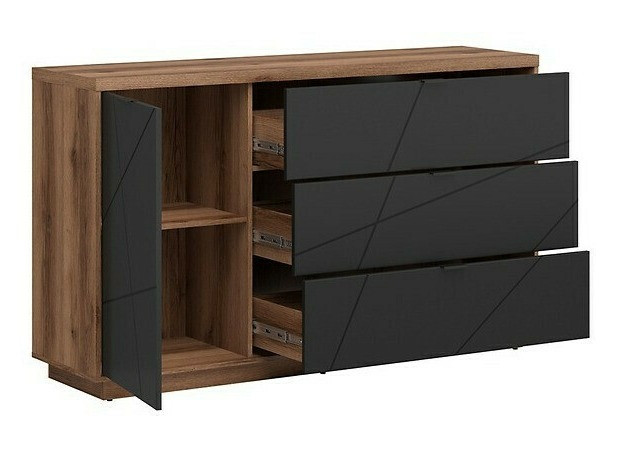 Set za dnevni boravak Fivale 110 (Tamni hrast Delano + Mat crna)