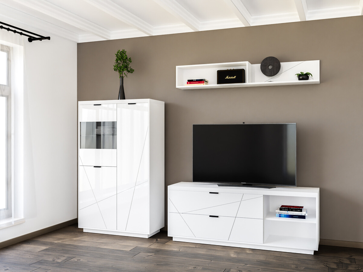 Set za dnevni boravak Fivale 111 (Sjajno bijela + Bijela)