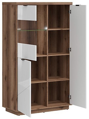 Set za dnevni boravak Fivale 111 (Tamni hrast Delano + Sjajno bijela)