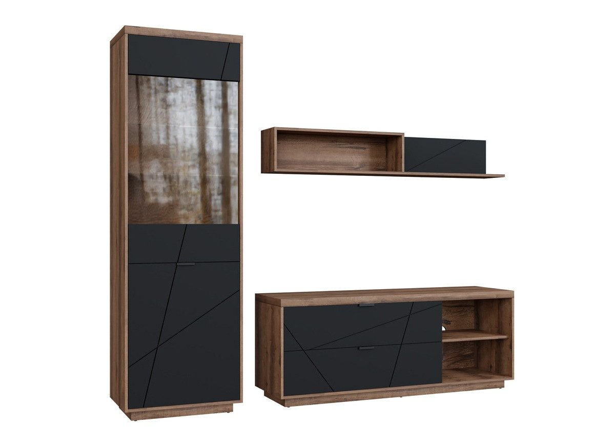 Dnevni boravak Fivale 113 (Tamni delano hrast + Mat crna)