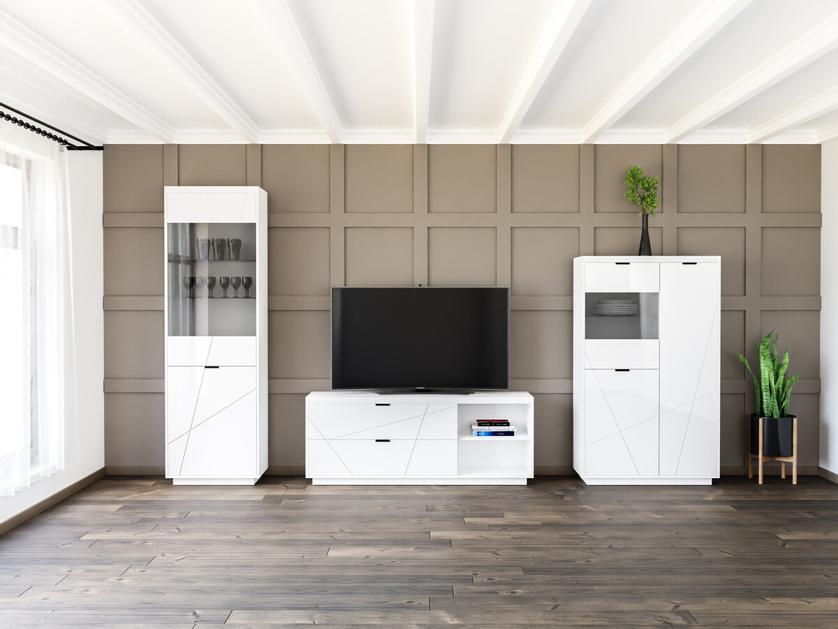 Set za dnevni boravak Fivale 112 (Sjajno bijela + Bijela)