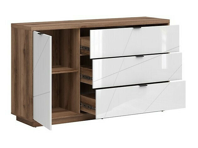 Set za dnevni boravak Fivale 114 (Tamni hrast Delano + Sjajno bijela)