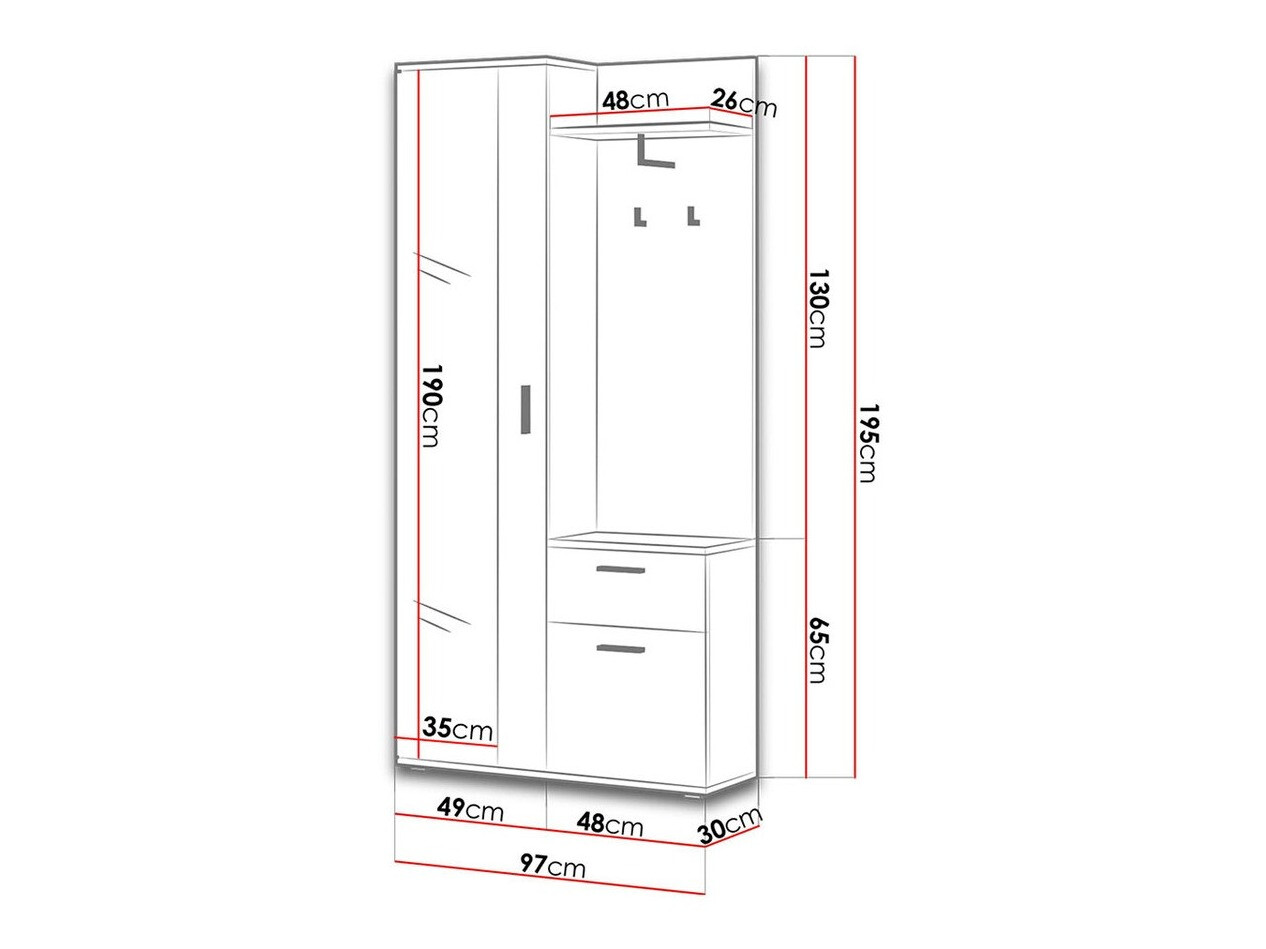 Set za hodnik Pavo (Sonoma hrast + Bijela)
