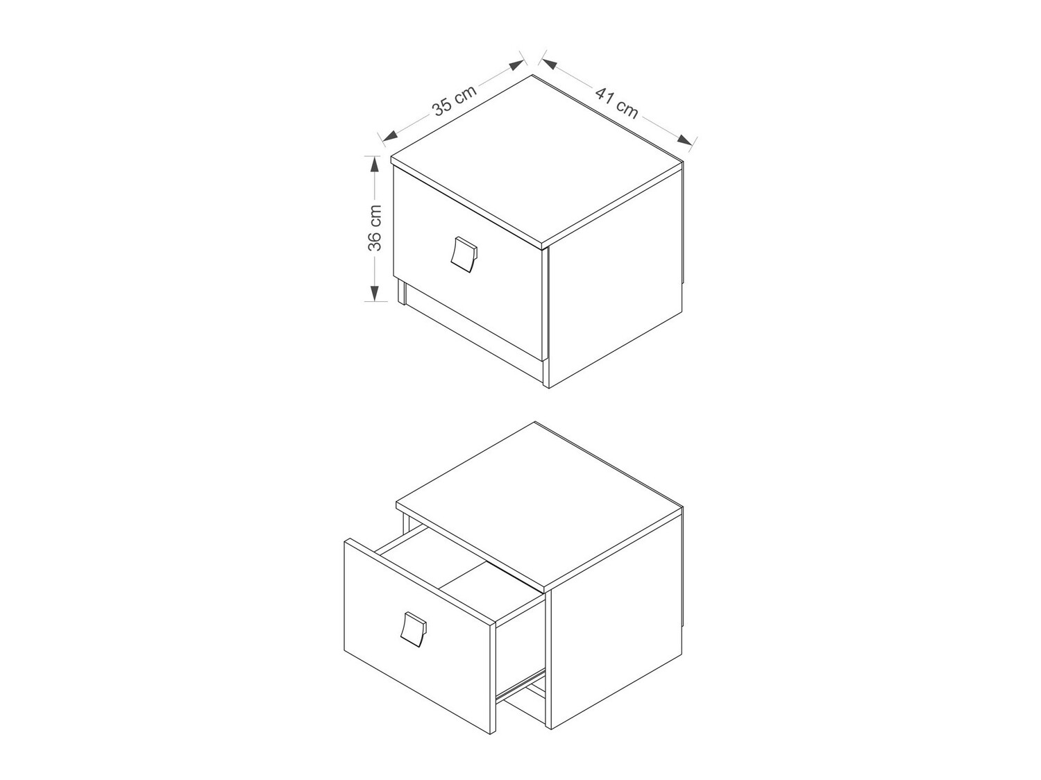 Noćni ormarić Murrieta 111 (Sjajno bijela + Sjajno crna)