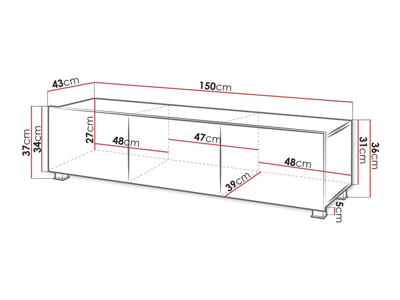 TV stol Tivdalu 103 (Bijela + Sjajno bijela)