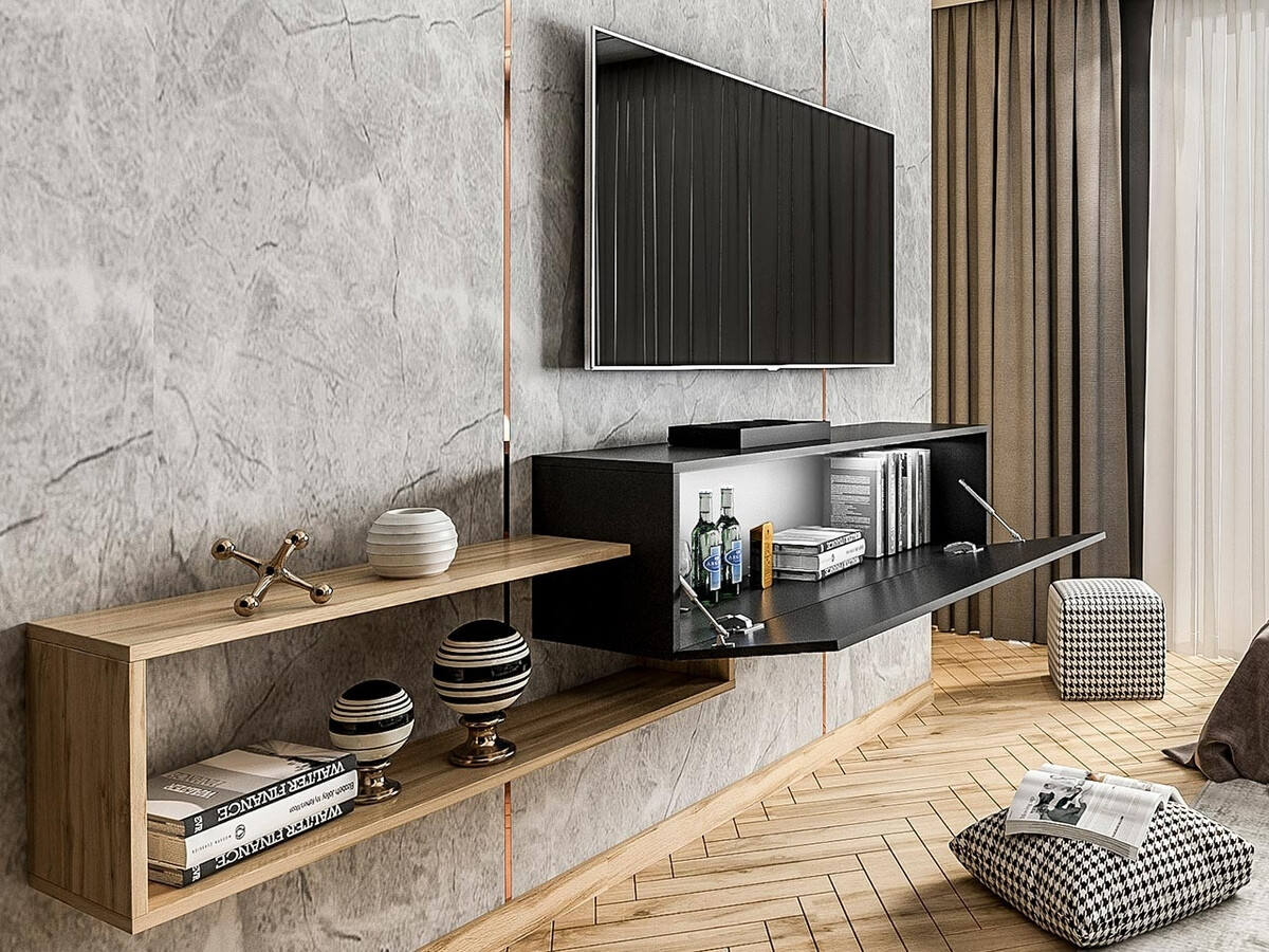 TV stol Utica 101 (Crna + Wotan hrast)