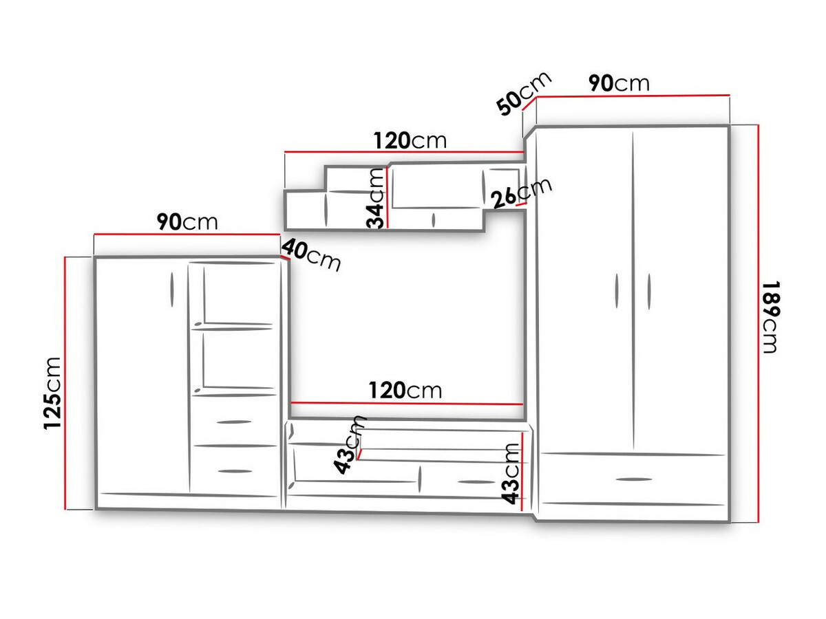 Set za dječju sobu Lorlare 117 (Bijela + Siva)