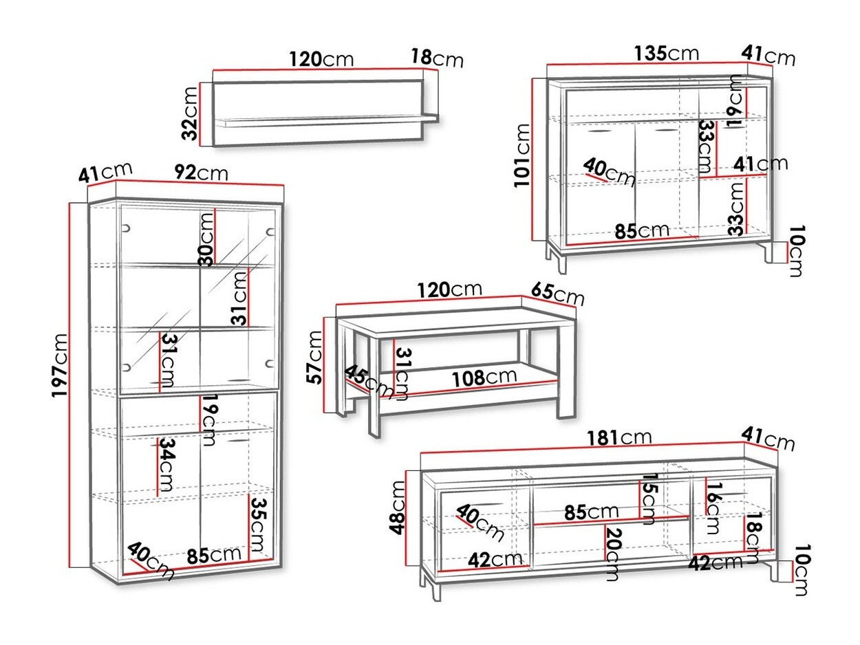 Set za dnevni boravak Etrmoni 118 (Svijetlo drvo)