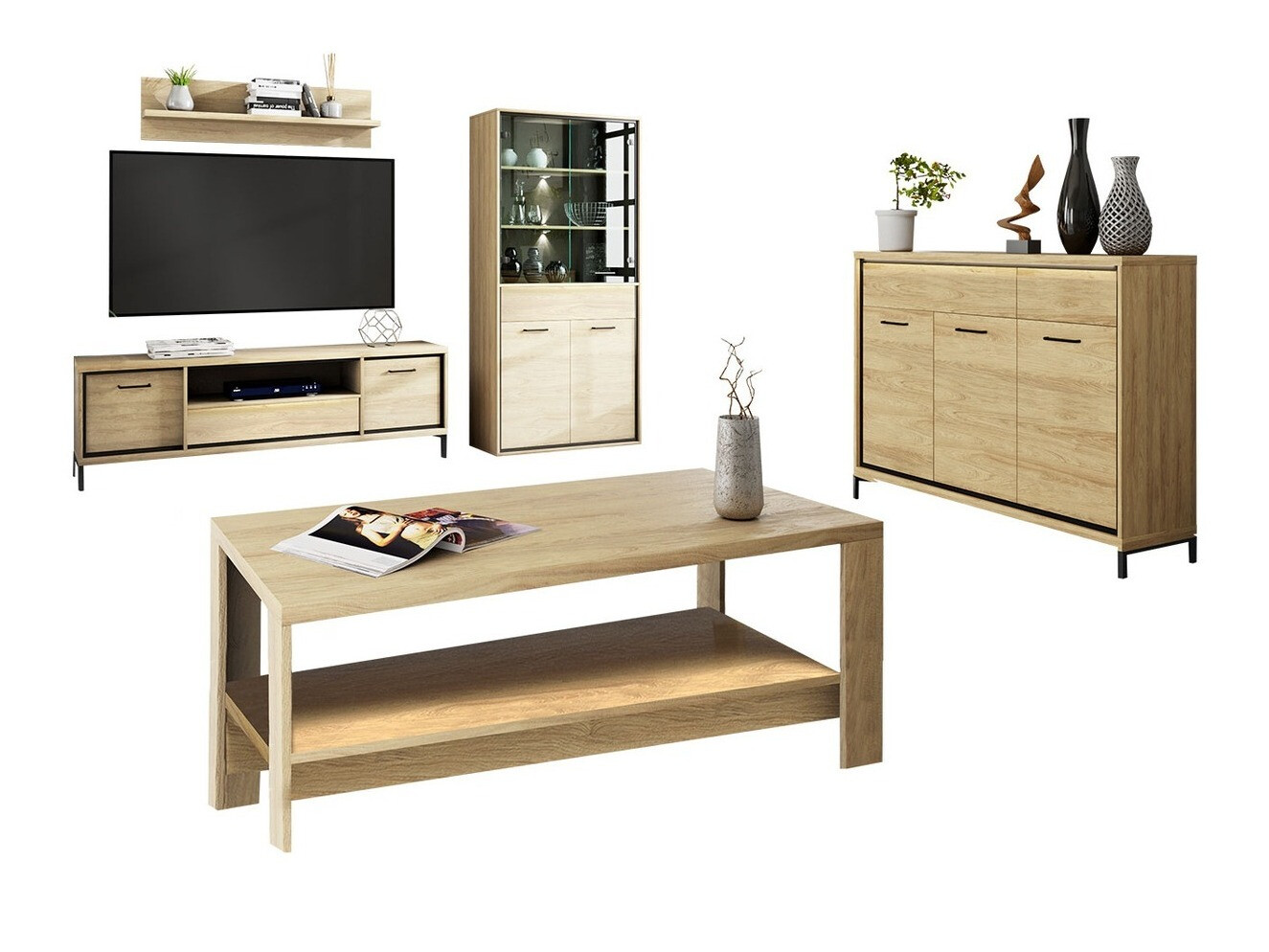 Set za dnevni boravak Etrmoni 118 (Svijetlo drvo)