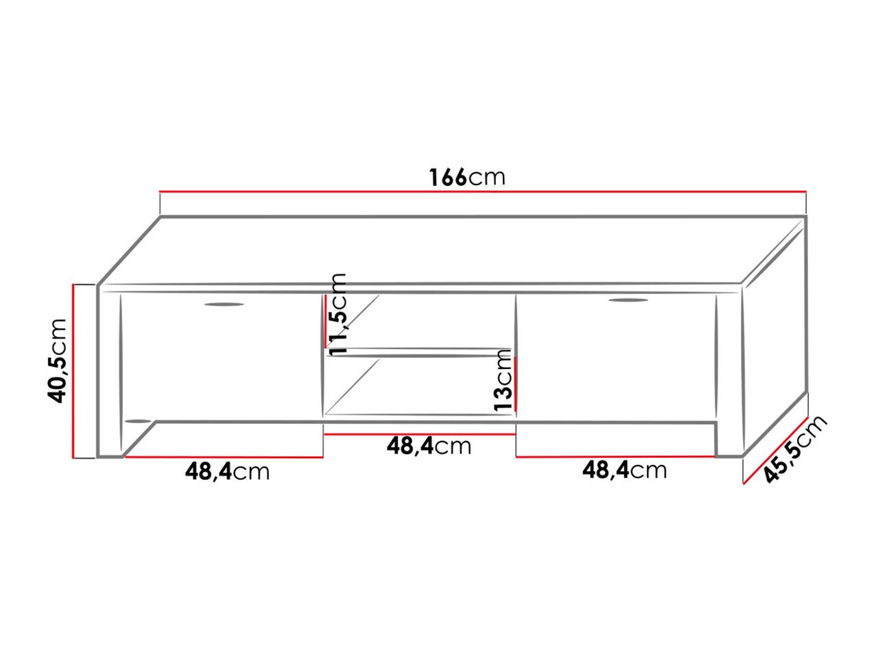 TV stol Nashville 104 (Bijela + Sjajno bijela)