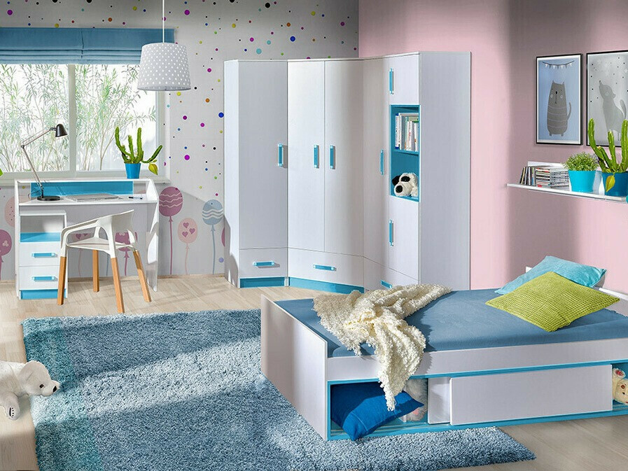 Polica Lorlare 113 (Bijela + Tirkizna)