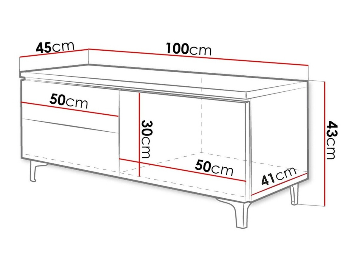 TV stol Nashville 119 (Bijela + Sjajno bijela)