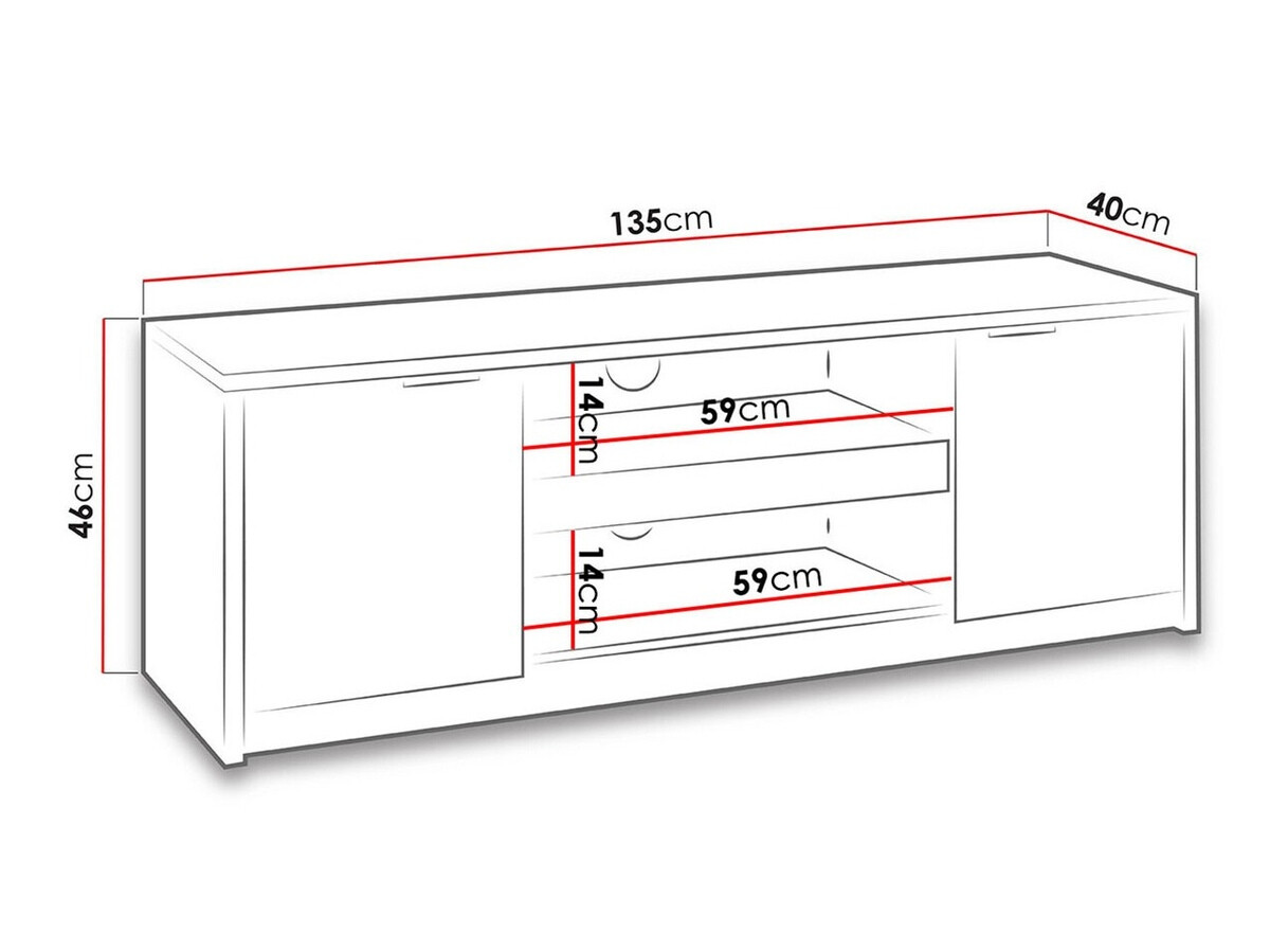 TV stol Providence 123 (Hrast Monastery + Sjajno crna)